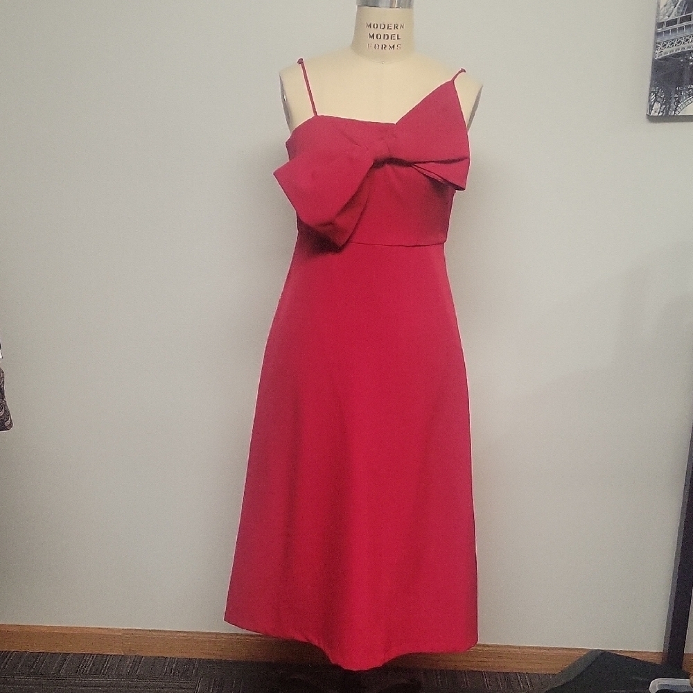 Anne Klein Red Midi Dress with Bow